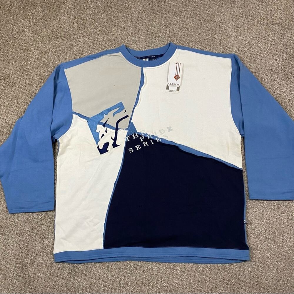 Y2K Clench Jeans Sweatshirt Mens XXL Pullover Embroidered Hip Hop Baggy